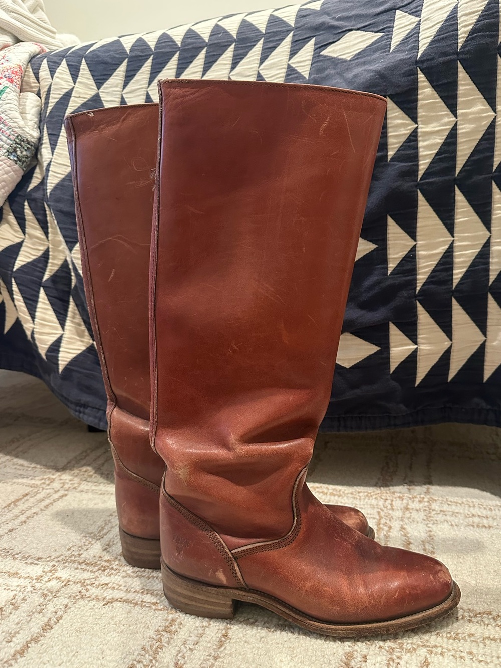 Frye Campus Tall Leather Riding Boots — Chestnut Brown